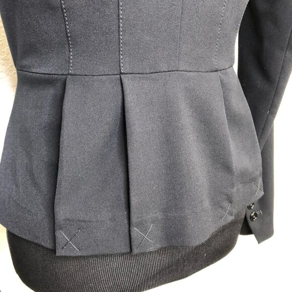 WHBM black pleated peplum hem button front blazer size 2 - Picture 15 of 16